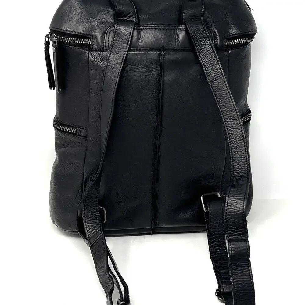 Vlenca Holland Leather Backpack Distressed Black 40770 Anthroplogie NWT